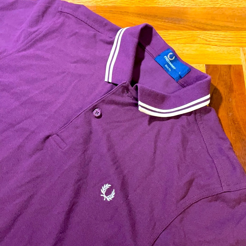 Fred Perry Purple Polo Shirt with White Accents